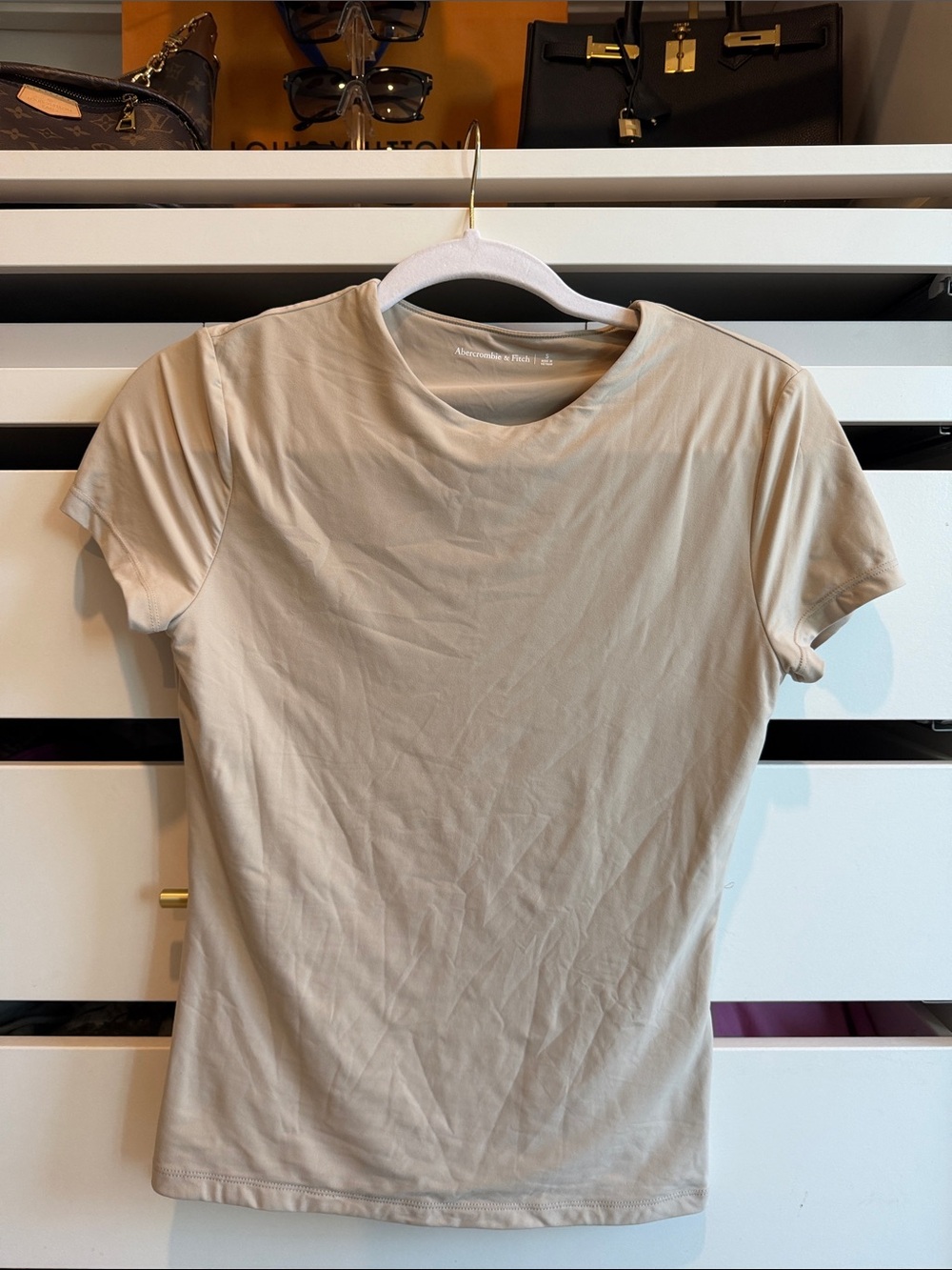 Abercrombie & Fitch Short-Sleeve Crew Tee in Light Beige